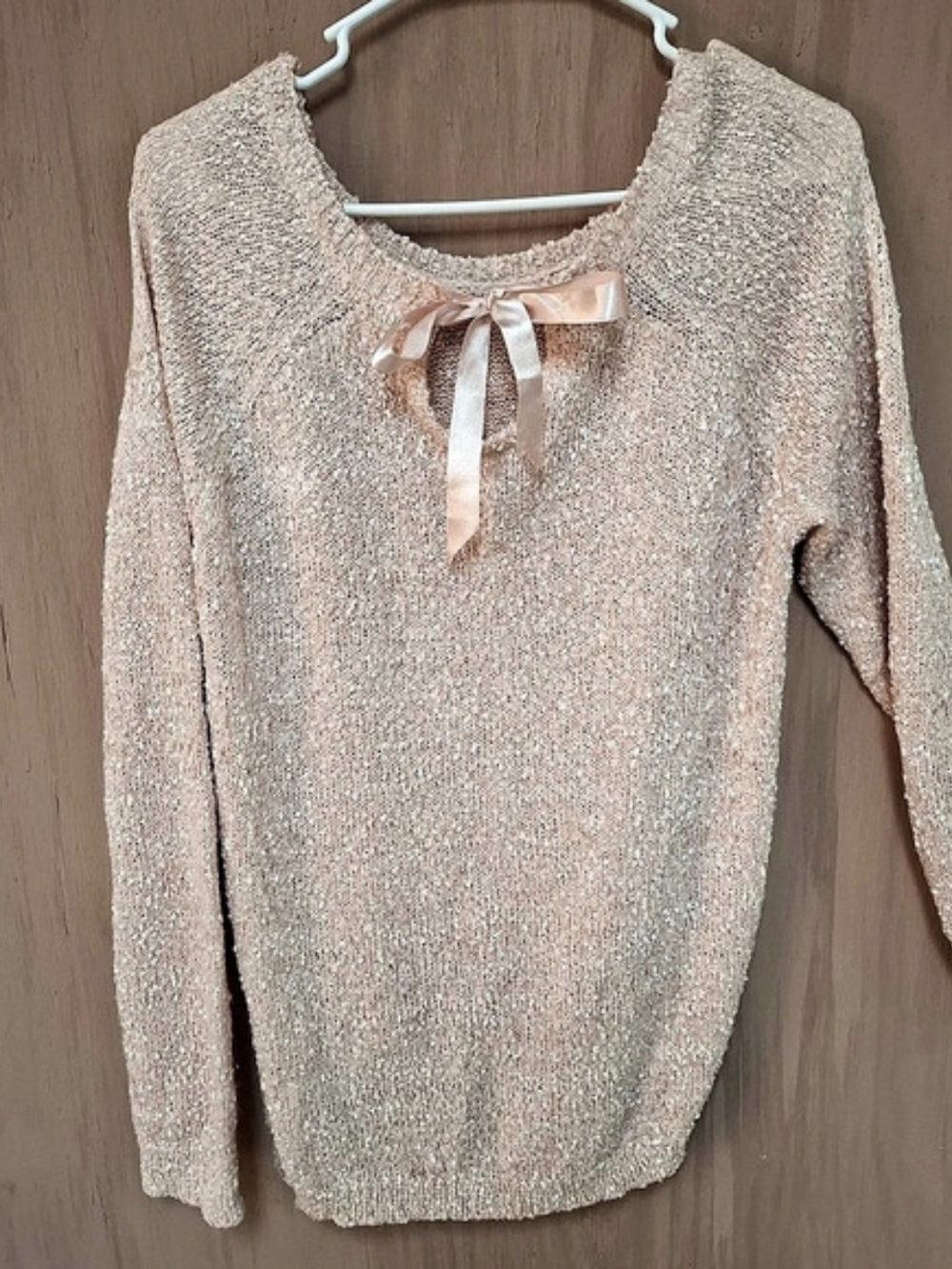 Cato Pink Knit Bow Sweater Size Medium